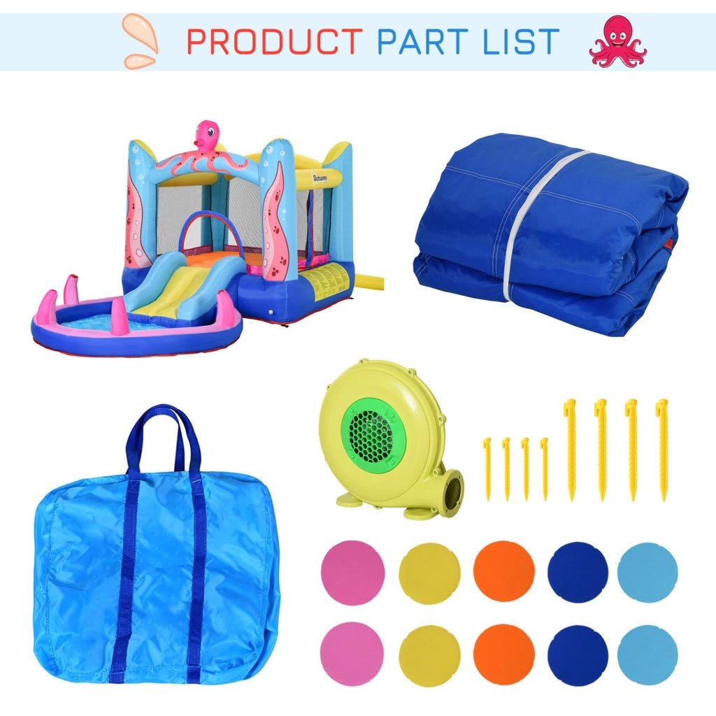 EasyComfort Castello Gonfiabile Gigante e Rimbalzante per Bambini 3-8 Anni con Scivolo, Piscina e Gonfiatore 3.6x1.75x1.8m