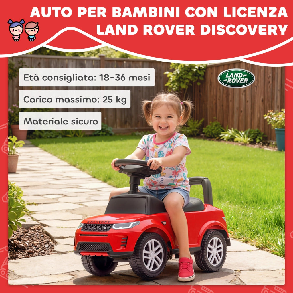 Macchina Cavalcabile per Bambini 65,5x28x42 cm Licenza Land Rover con Clacson e Spazio Portaoggetti Rosso