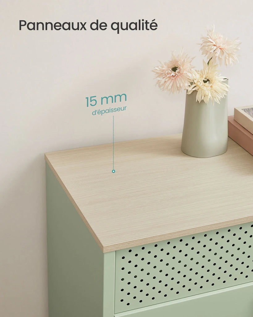 Mobile contenitore/credenza 40 x 80 x 76 cm con doppie ante magnetiche e ripiano regolabile per sala da pranzo soggiorno cucina ingresso struttura in acciaio stile industriale verde 12_0006435
