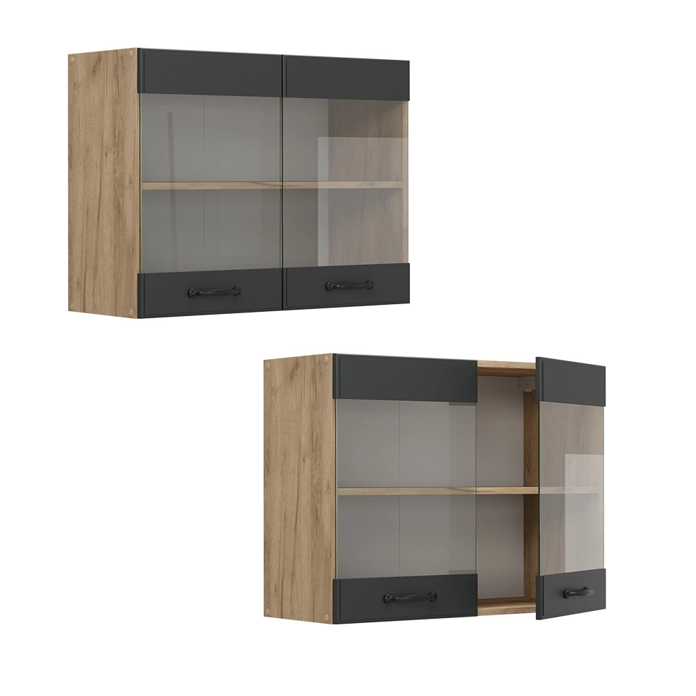 Vicco Mobile da cucina in vetro Antracite casa di campagna 80 cm