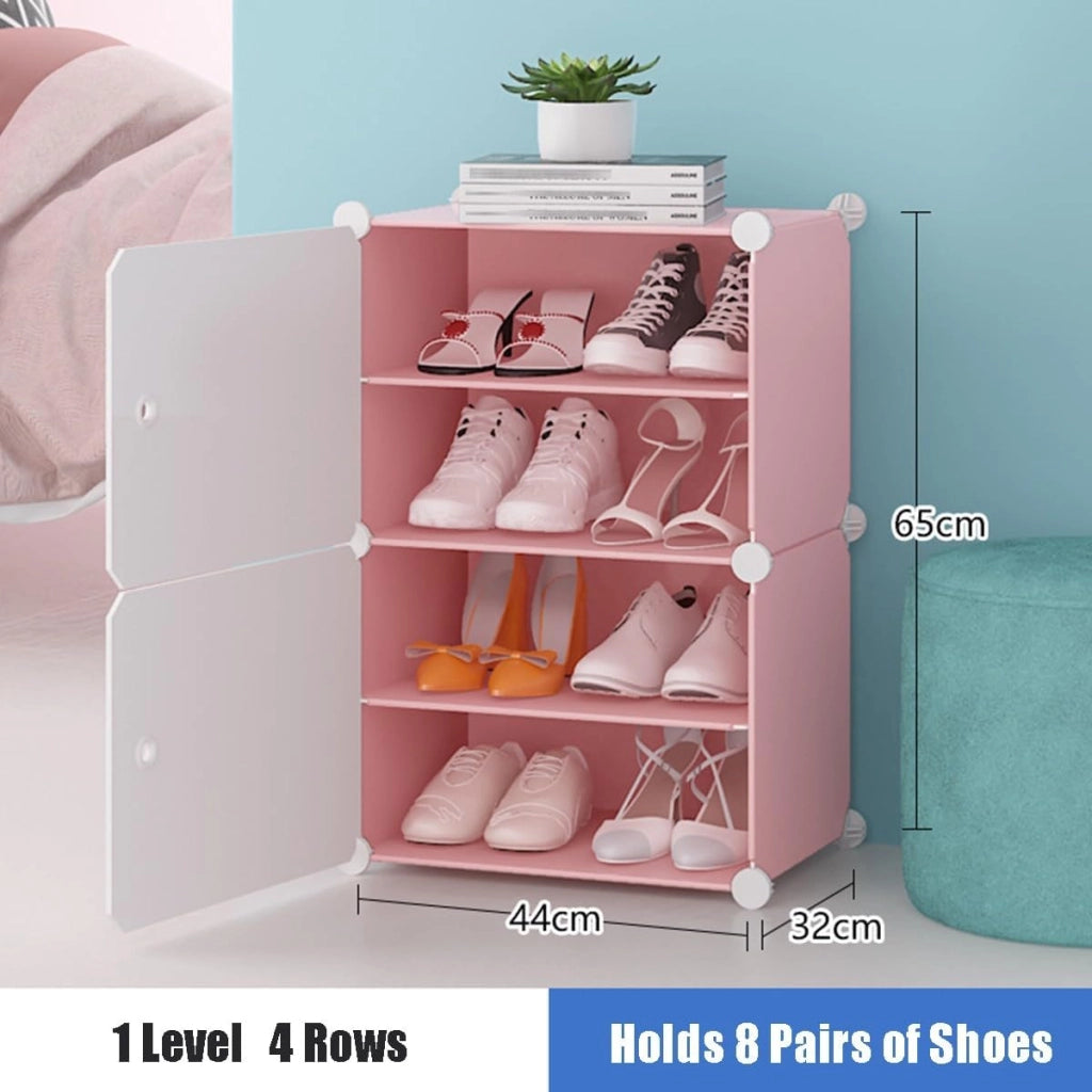 scarpiera Scarpiera assemblata, Scarpiera in plastica, Scarpiera con Ante Facile Montaggio per riporre Scarpe, Scaffale per Armadio Organizer per Scarpe, unità di stoccaggio modulare, Rosa