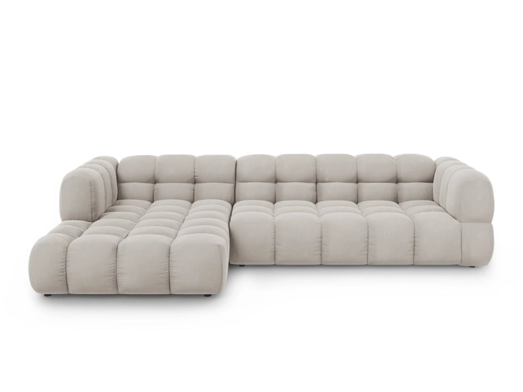 Cosmopolitan Design - Divano angolare modulare sinistro "Sky" 4 posti in velluto beige chiaro 