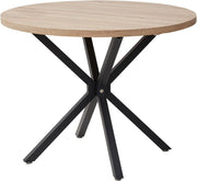 GrandCA HOME Tavolo da Pranzo Rotondo con Piano Moderno Effetto Marmo, Tavolo da Pranzo da Cucina con Quattro Gambe in Metallo, per Sala da Pranzo, Marrone Chiaro