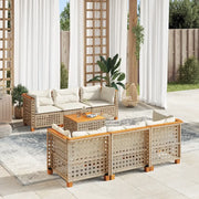 Set Divani da Giardino 7 pz con Cuscini Beige in Polyrattan
