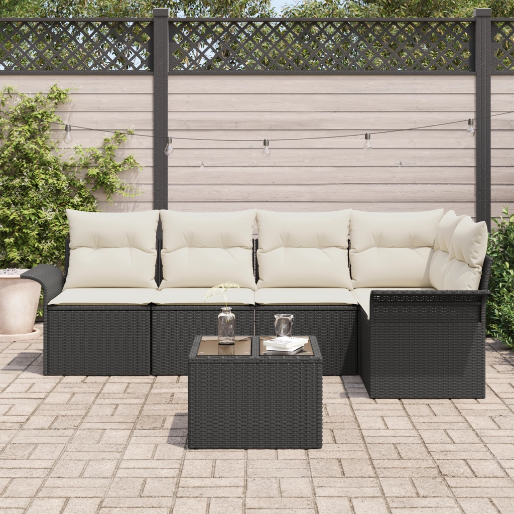 Set Divano Giardino con Cuscini da 5 Pezzi Polirattan Marrone