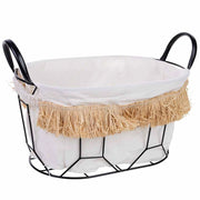 Cesto portaoggetti in metallo e tessuto 35x23x18/25h cm