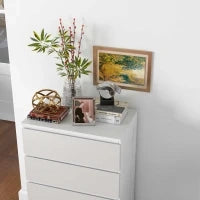 Cassettiera 5 Cassetti in Legno con Maniglie Scanalate, 60x38x100cm, Bianco