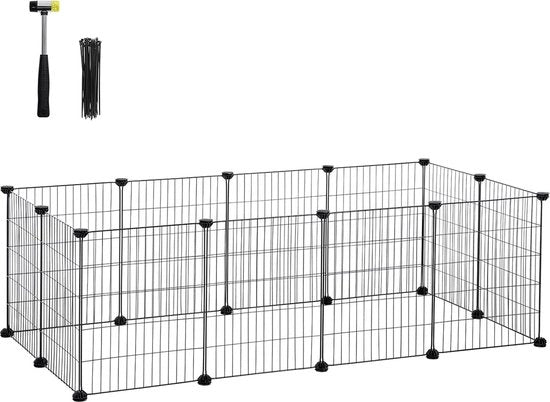 Recinzione per animali da giardino - Criceto e coniglio recinzione metallica - 143 x 73 x 46 cm - Nero