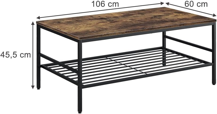 Tavolino da salotto Fyrk, Rovere Goldkraft/nero, 106 x 60 cm con ripiano, adatto per riporre riviste e telecomandi