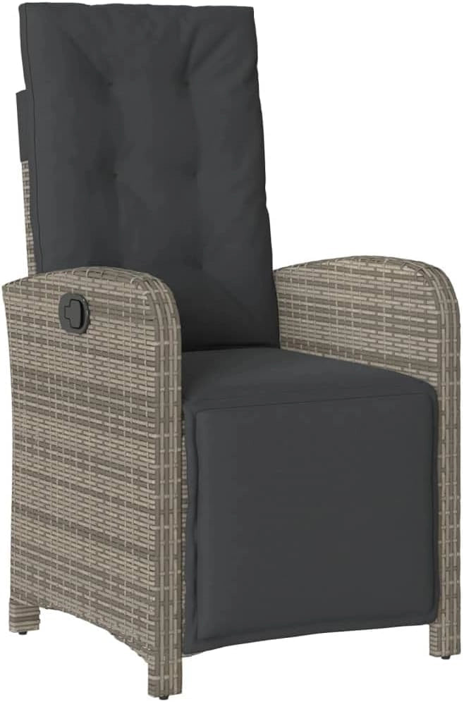 Sedie e tavolino da giardino con cuscini 3 pezzi rattan PE grigio, set giardino, set terrazza, mobili da giardino esterno - 3212462