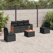 Set Divano da Giardino 6 pz con Cuscini Nero in Polyrattancod mxl 112826