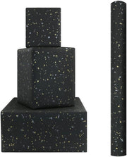 Papeliera Luxe a Punti Metallici Oro/Argento - Finestra Nera - 1 Rotolo Mini 43 x 300 cm - Ideale per Compleanni/Sposali - Carta da Imballo