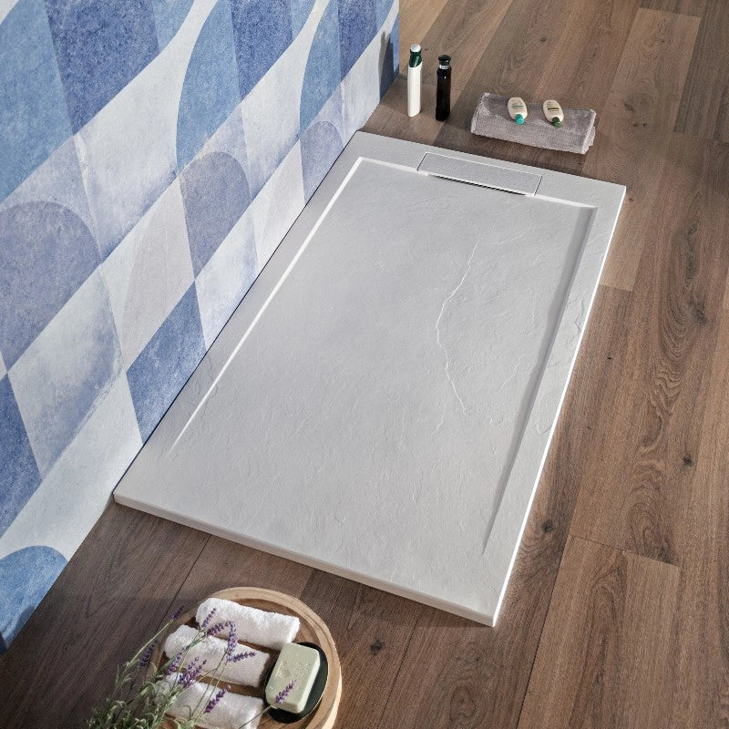 Piatto Doccia 70x120 Cm Bianco Rettangolare Marmoresina Effetto