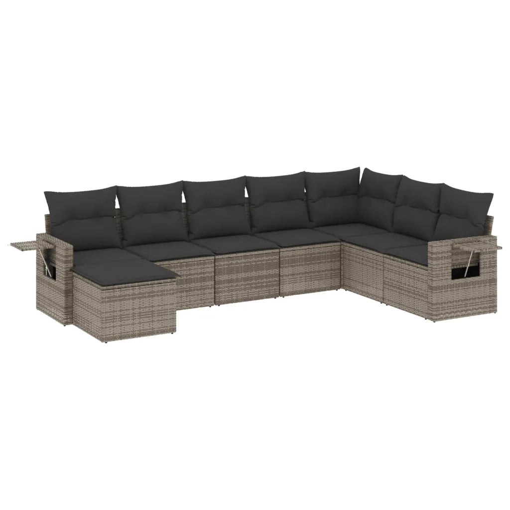 Set Divano da Giardino 8 pz con Cuscini Grigio in Polyrattancod mxl 114161
