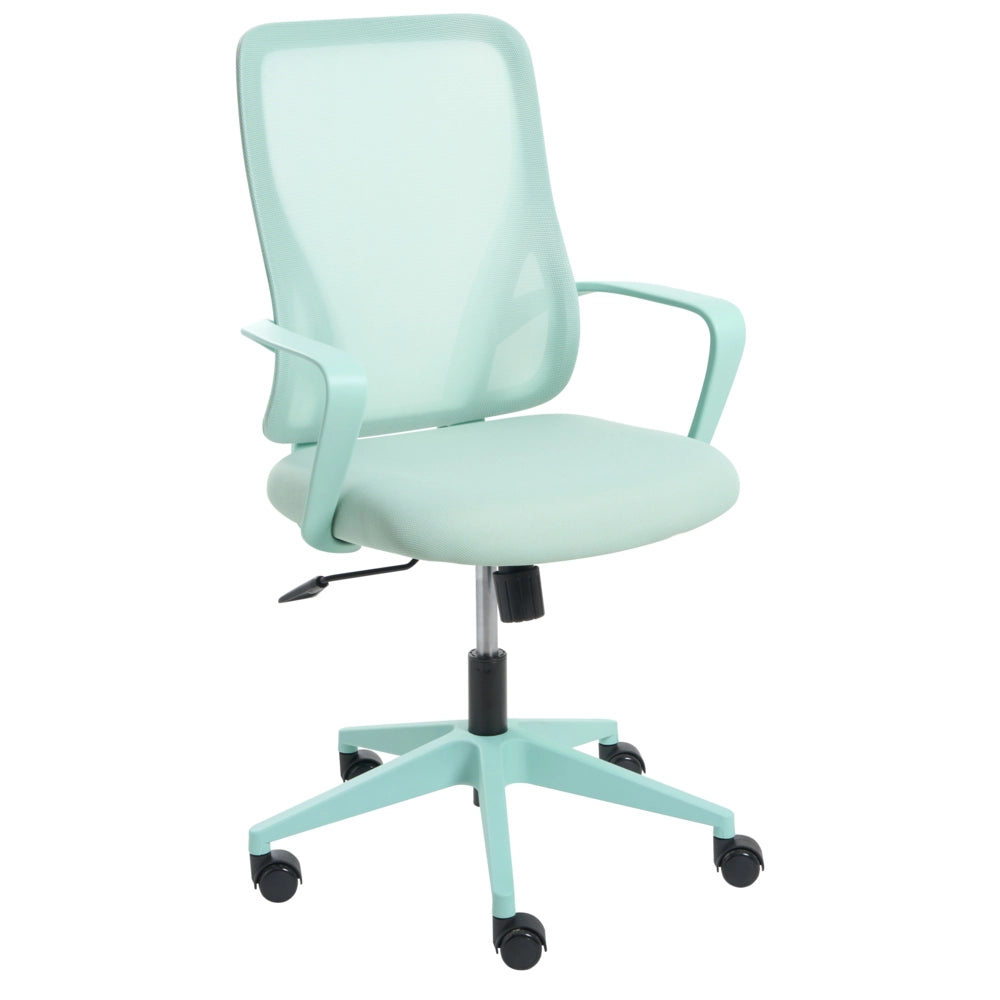 Sedia da ufficio in tessuto verde menta rivestimento in rete girevole da scrivania per computer seduta regolabile schienale reclinabile