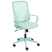 Sedia da ufficio in tessuto verde menta rivestimento in rete girevole da scrivania per computer seduta regolabile schienale reclinabile
