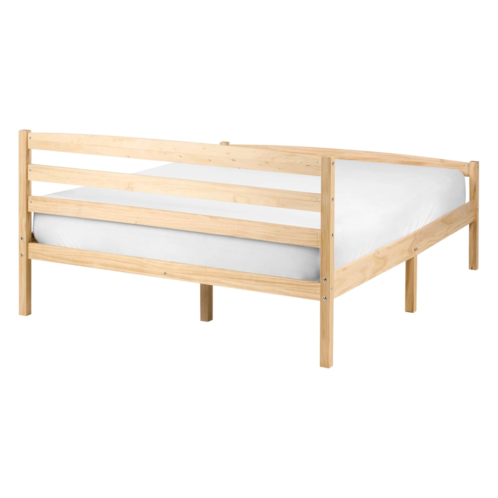 Letto matrimoniale in legno di pino chiaro 140 x 200 Testiera a doghe minimalista
