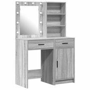 Set da Toeletta | Tavolo da Trucco con LED con porta 2 pz Grigio Sonoma