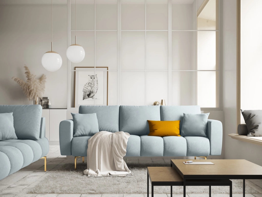 Cosmopolitan Design - Divano "Hastings" 3 posti in velluto azzurro 