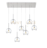 SOSP. BIANCO RETTANGOLARE 7 LUCI VETRI TUTTI PICCOLO TRASPARENTE 1155BI-S7 RP-TR