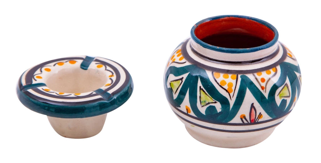 Biscottini Posacenere antiodore e antivento in ceramica decorato a mano