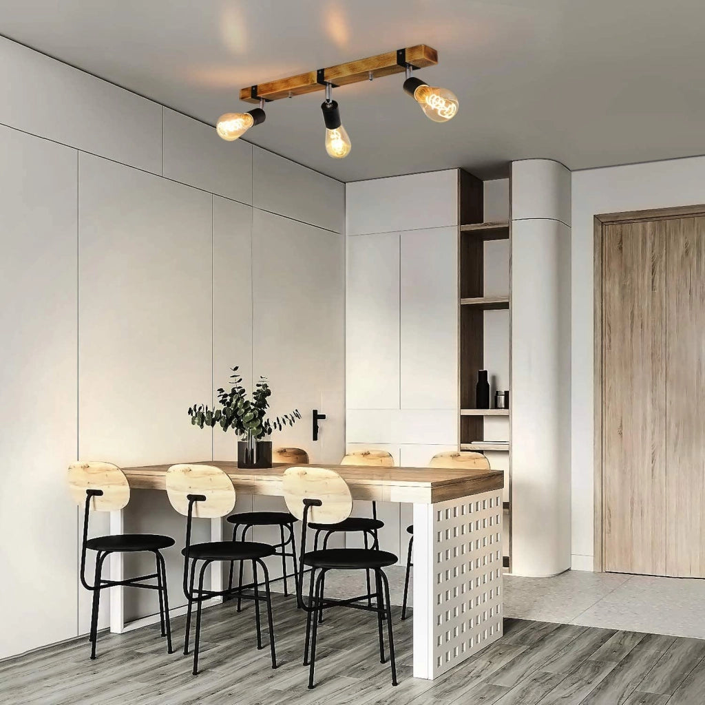 ZMH Faretto da soffitto legno retrò E27 25W rotazione 360° per cucine corridoi ristoranti