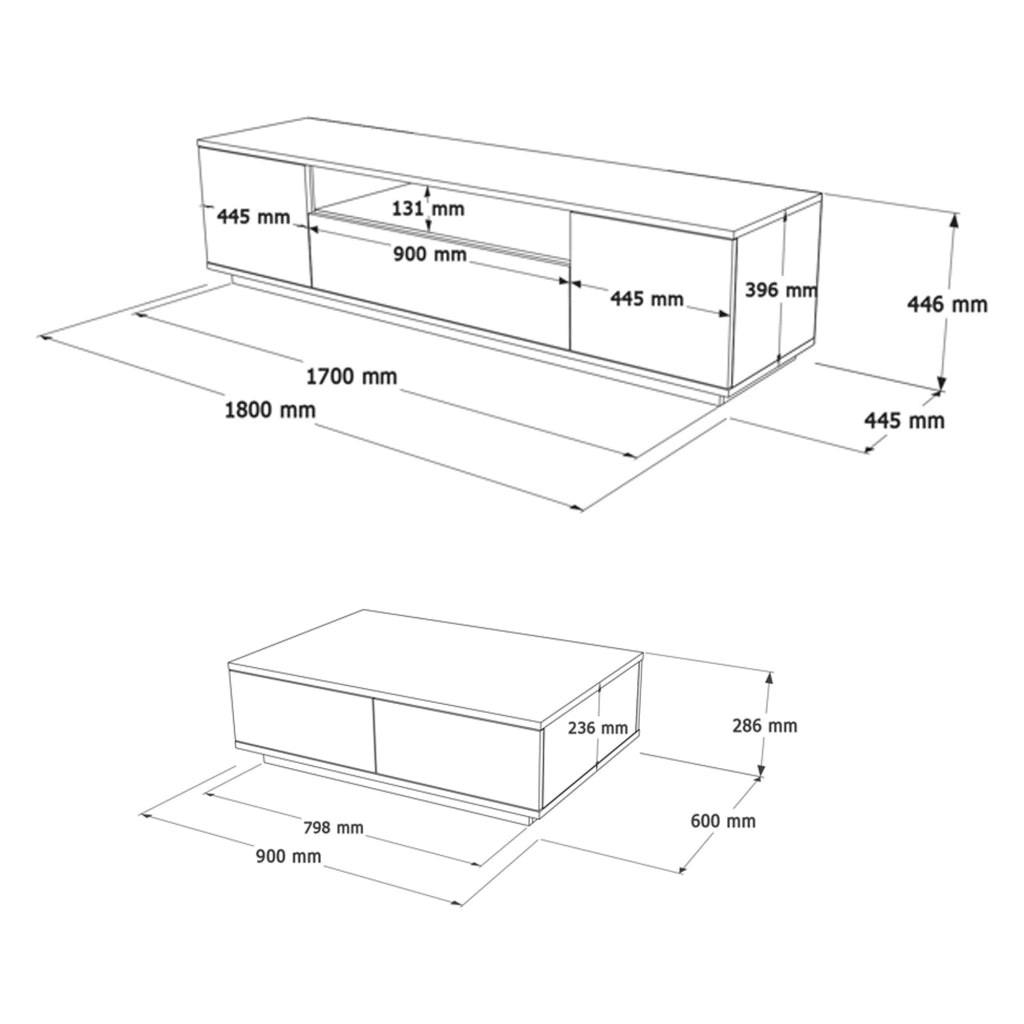 Nativo, set Mobili da Soggiorno Modulabile, Marrone Rovere Nodi