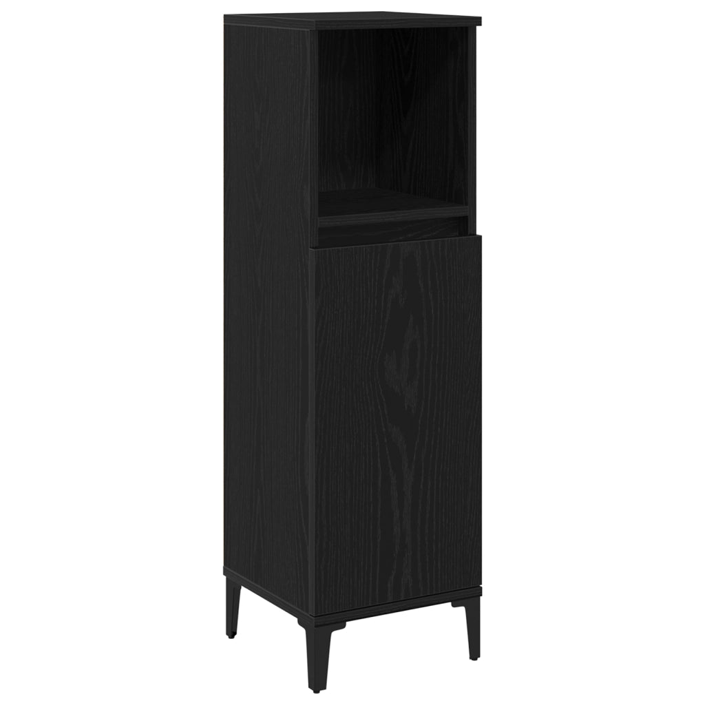 Set di mobili da bagno in 3 pezzi in legno ingegnerizzato rovere nero