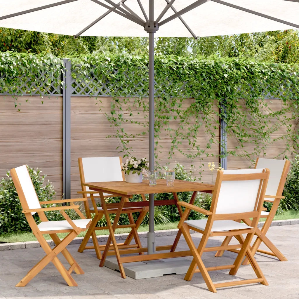 Set Pranzo da Giardino 5pz Crema in Tessuto e Legno Massello