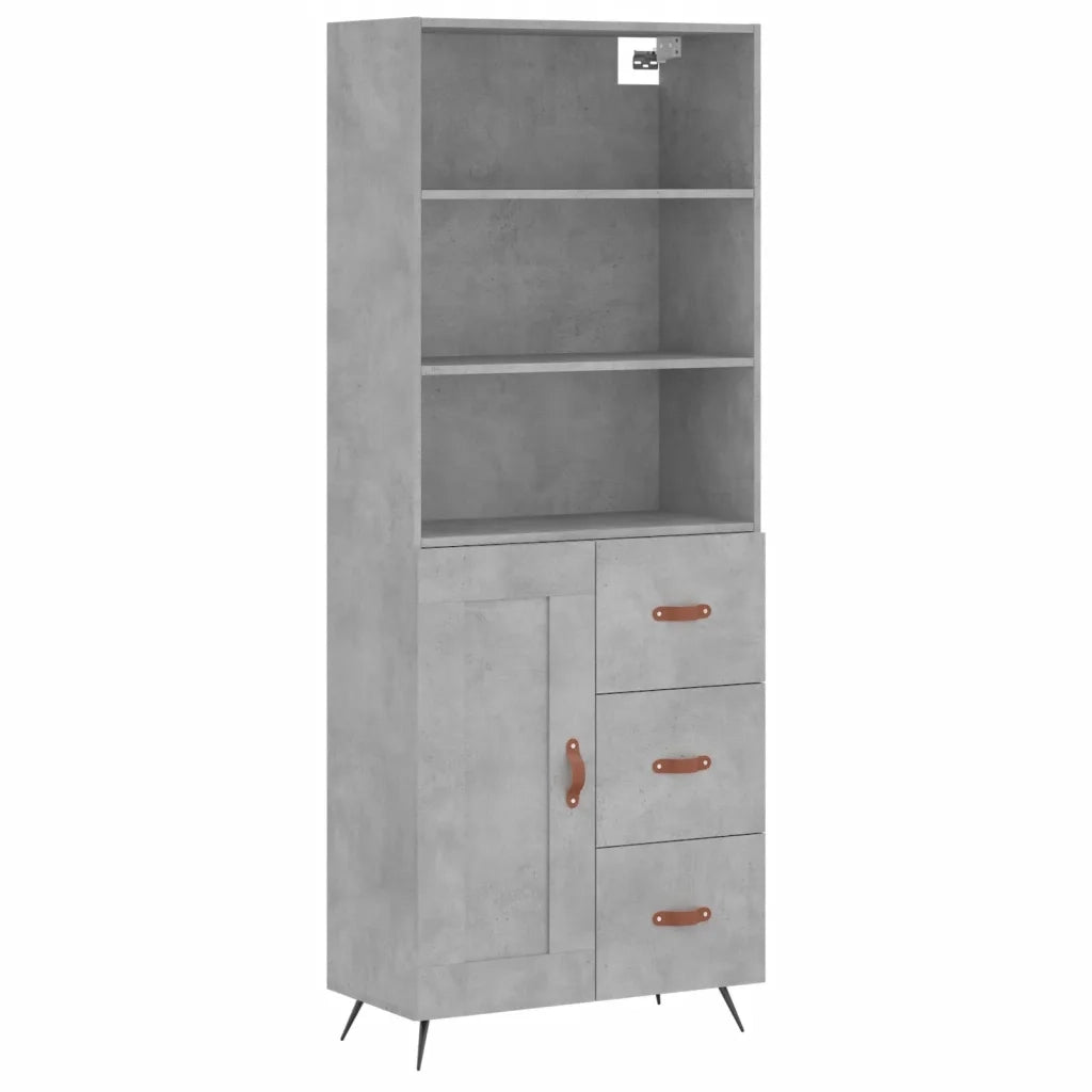 Credenza-Buffet-Armadio da cucina Grigio Cemento 69,5x34x180 cm in Legno Multistrato 811708