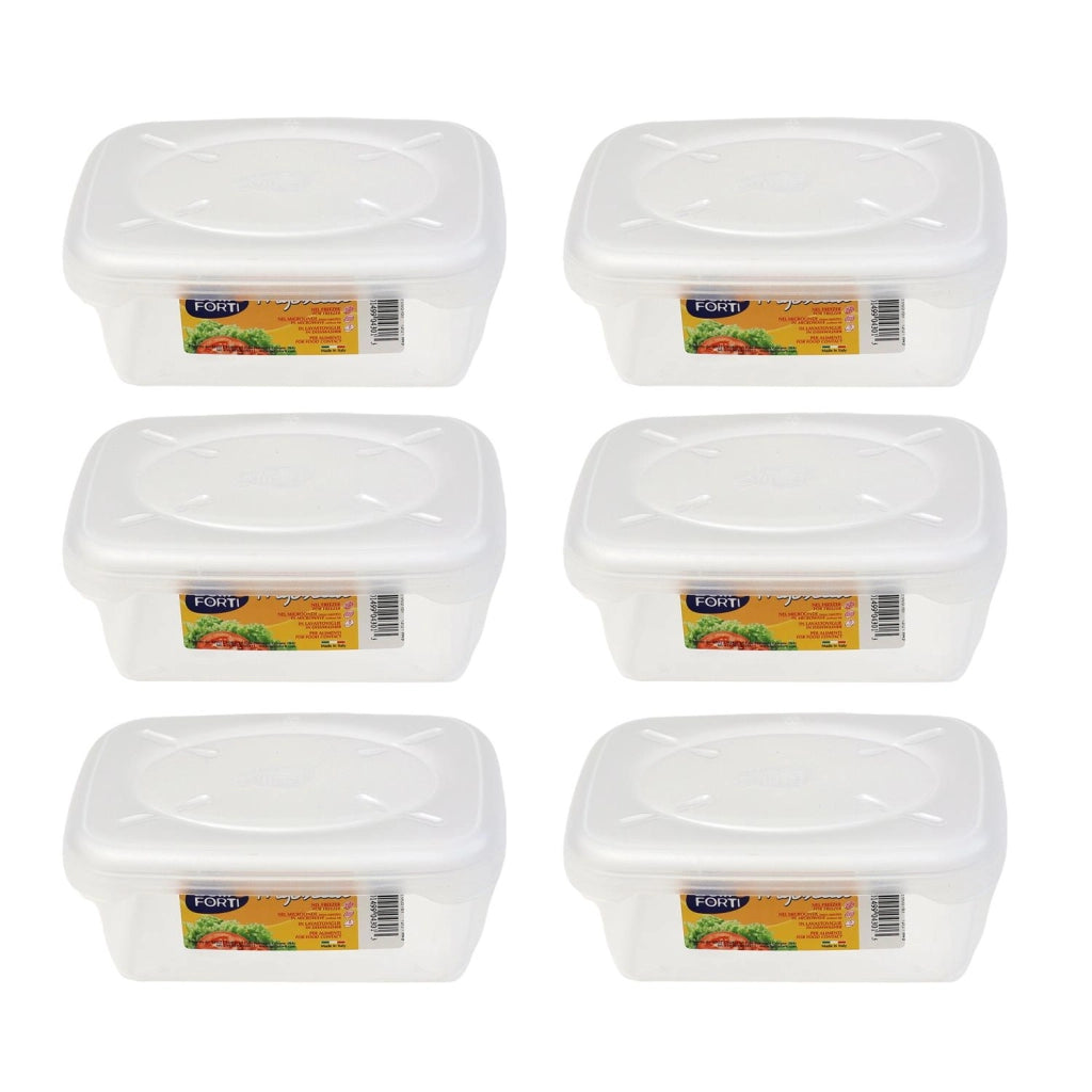 SET 6 CONTENITORI ERMETICI FRIGOBELLA RETTANGOLARI 0,50 LITRI