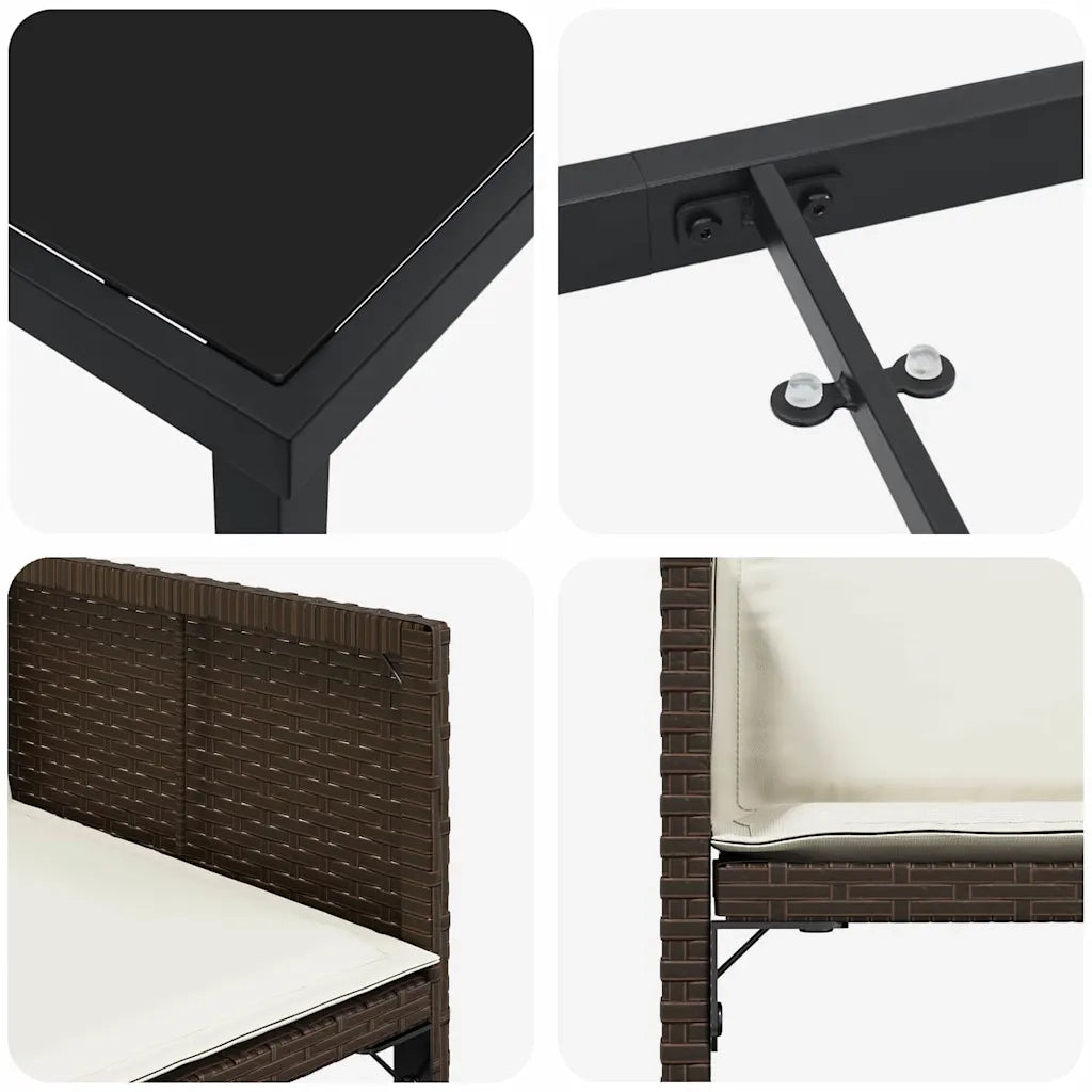 Set da Pranzo per Giardino 5 pcs Marrone polyrattan 3380727