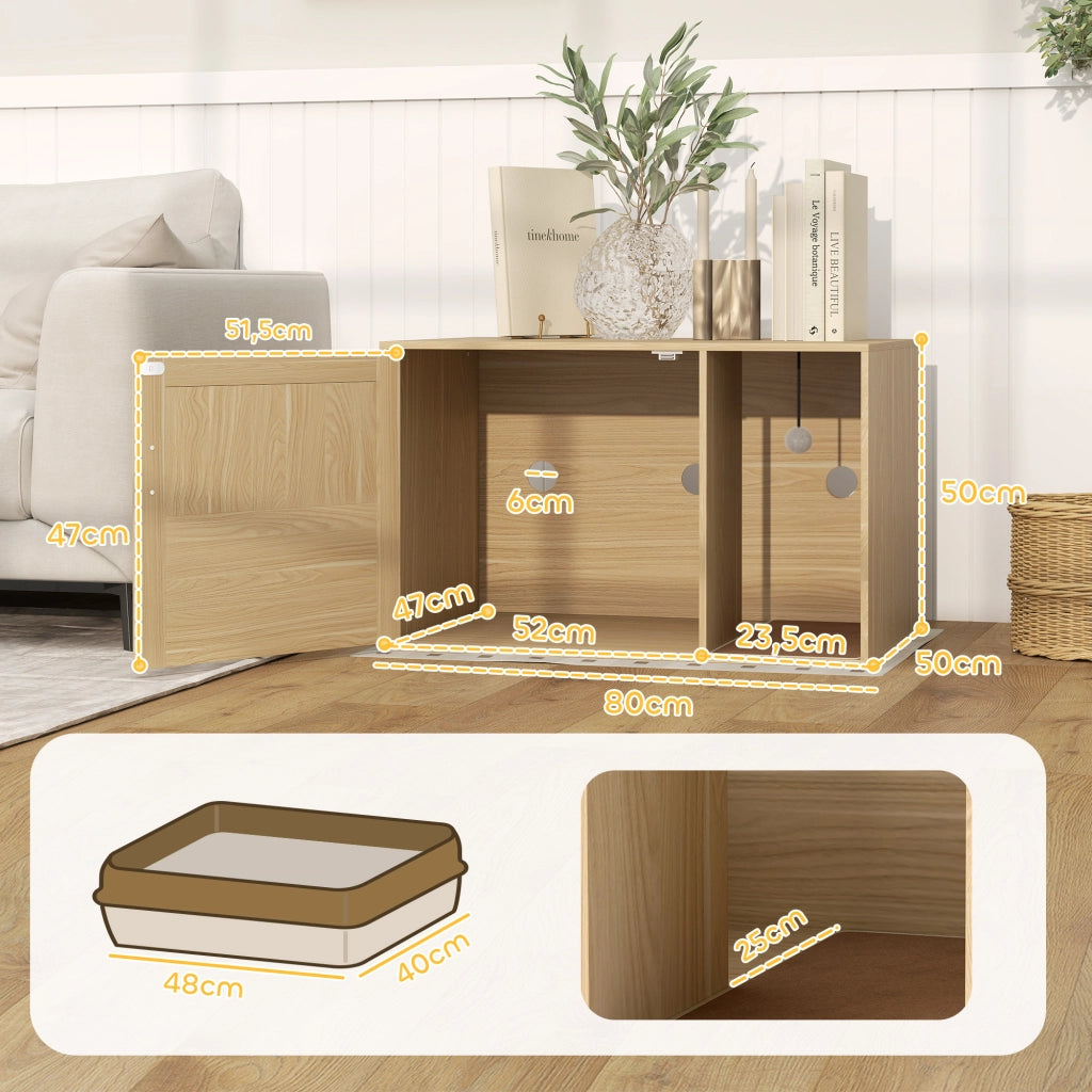 Casetta per Gatti con Porta in Rattan ¨C zephmum ¨C 80x50x50 cm Roble