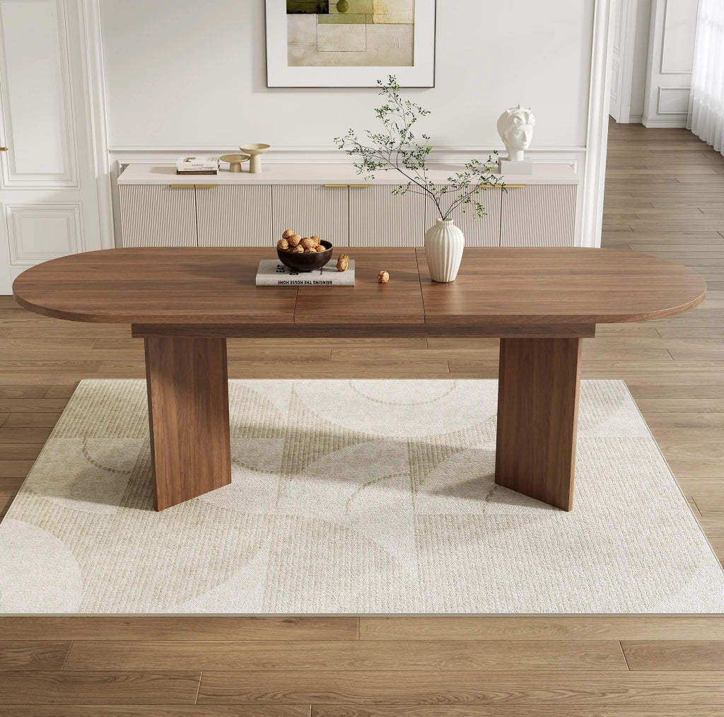 Tavolo da pranzo allungabile 180.0x90.0x75.0 cm per 6-8 persone in MDF noce