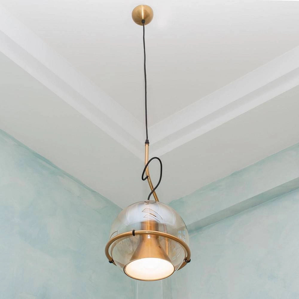 Trade Shop - Lampadario Sfera Vetro Pendente Globo E27 Lampada Orientabile Sospensione Lp-87 -
