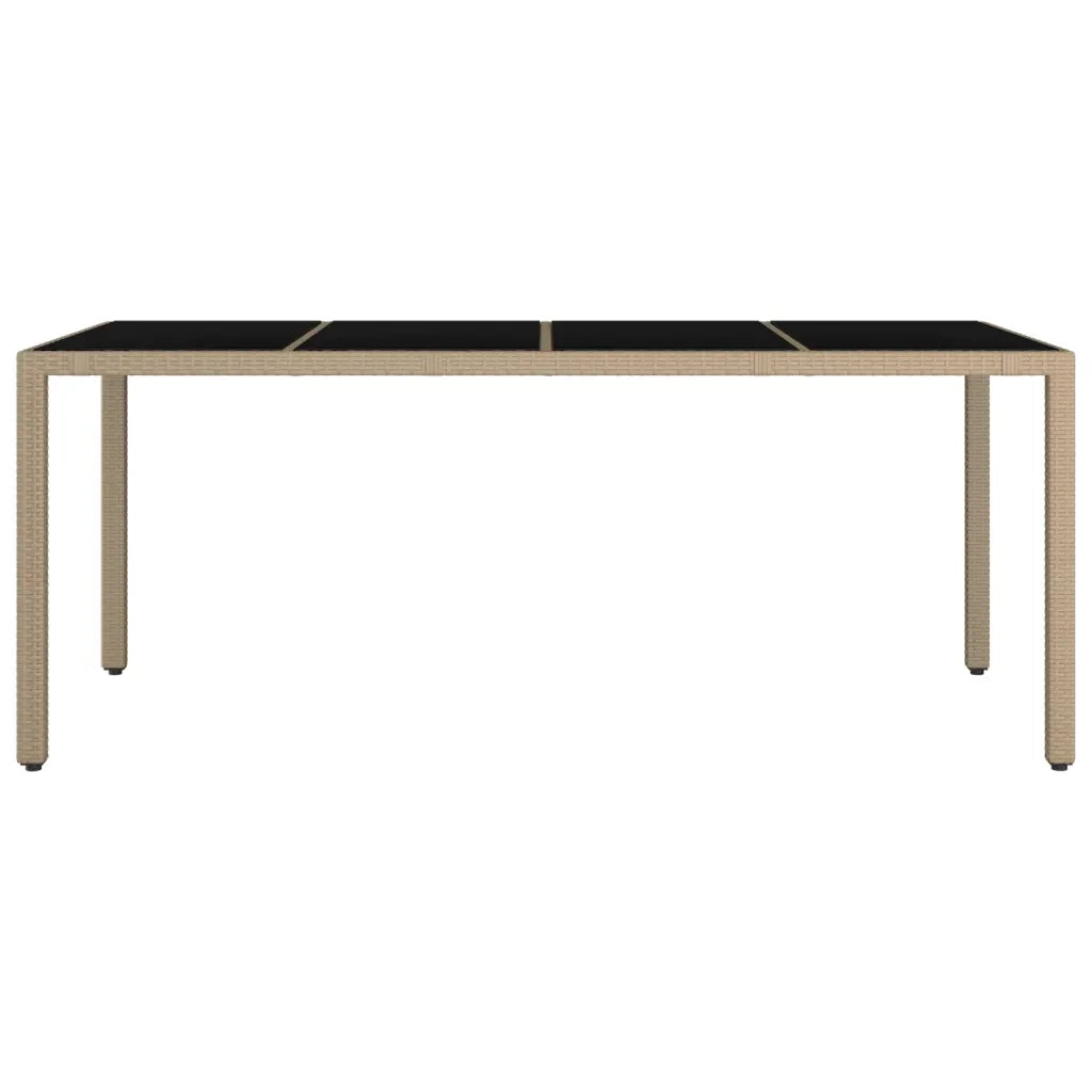 Tavolo da Giardino | Tavolino da esterno Piano Vetro Beige Polyrattan Vetro Temperato