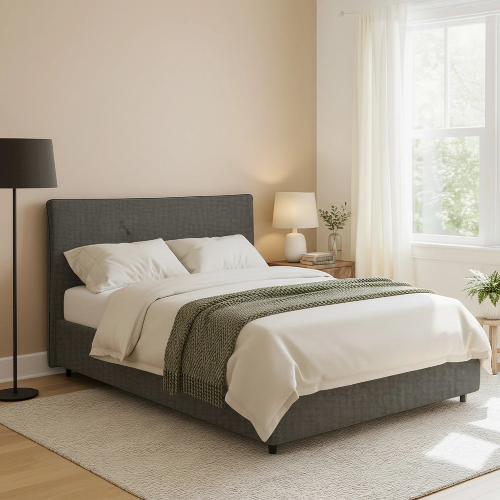 Crewe, Letto Matrimoniale Sfoderabile Made in Italy, Grigio Tortora