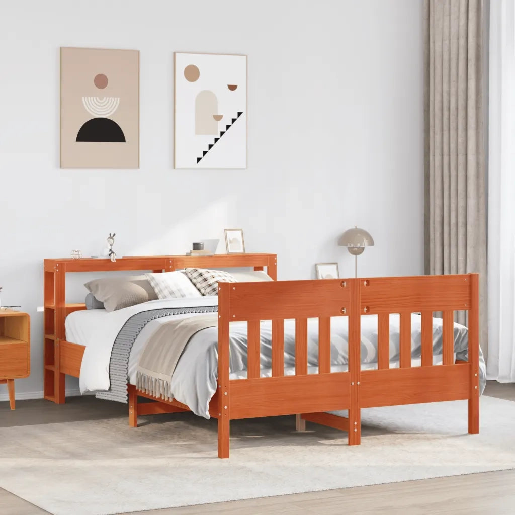 Letto senza Materasso Marrone Cera 160x200 cm in Legno di Pino
