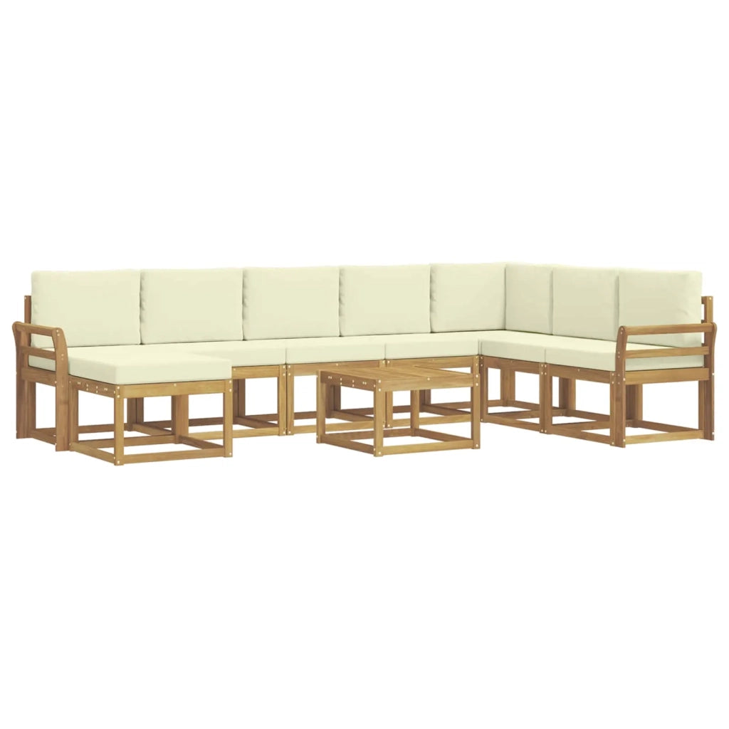 Set di divani da esterno con cuscino 9 pcs Bianco e Crema