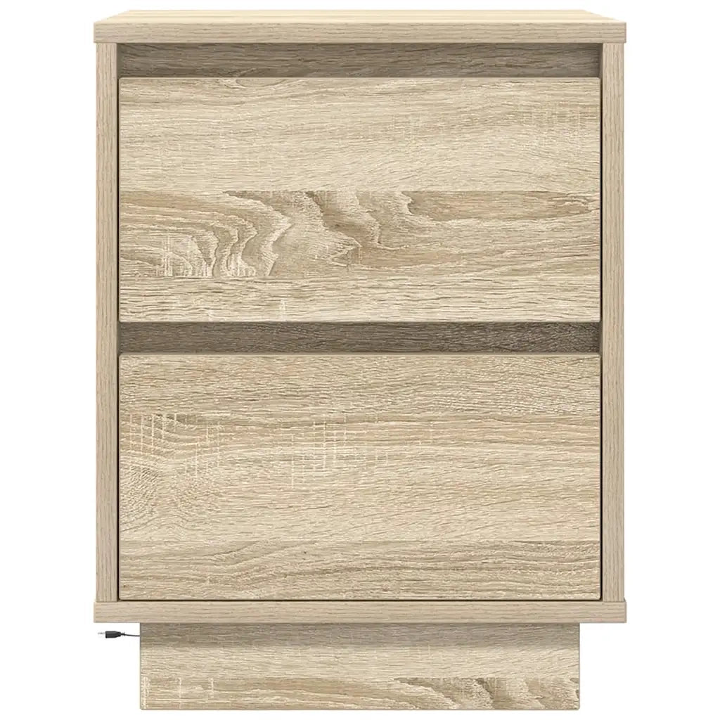 Comodino con Luci LED Rovere Sonoma 38x34x50 cm 861287
