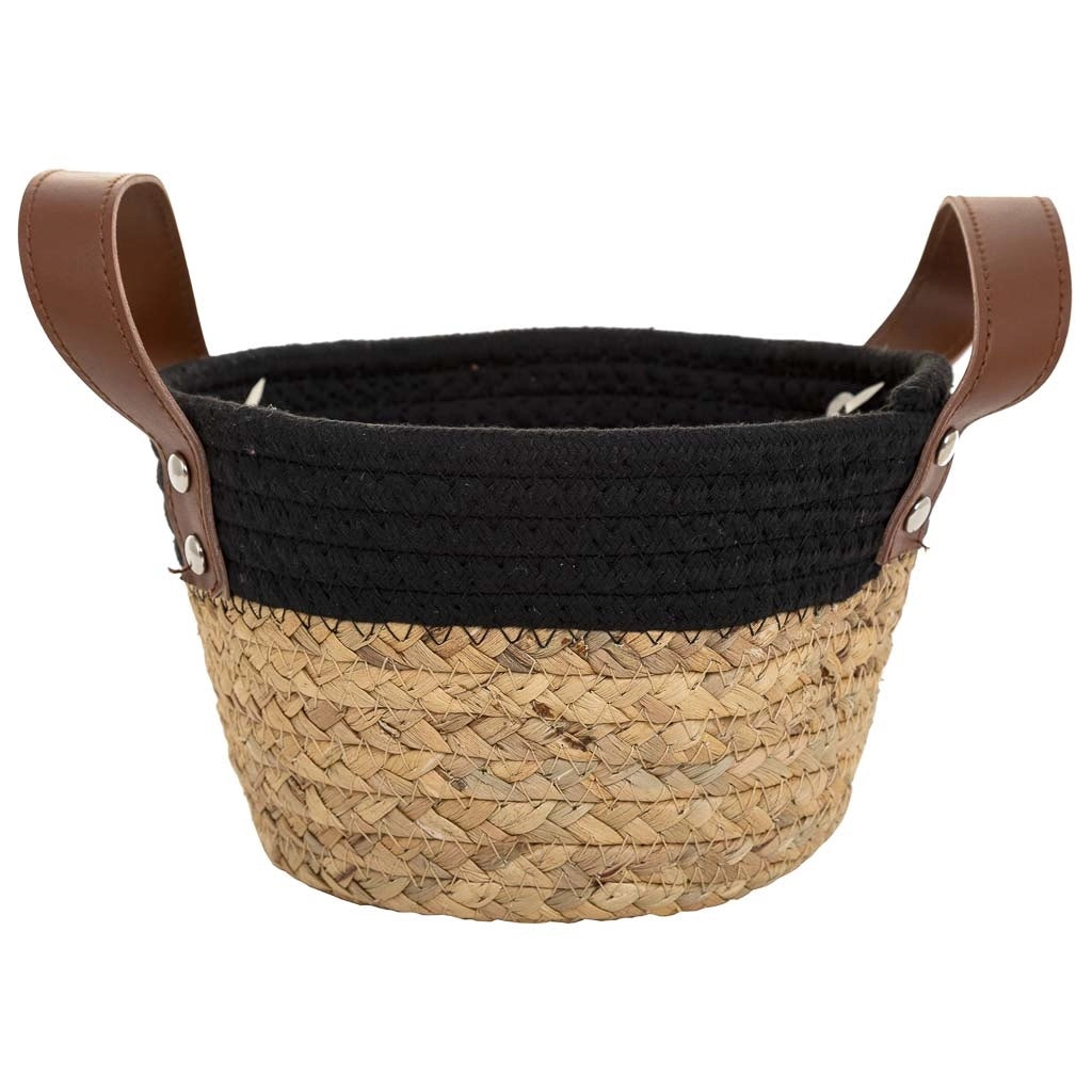 Cesto in fibra naturale e cotone nero D20x12/18