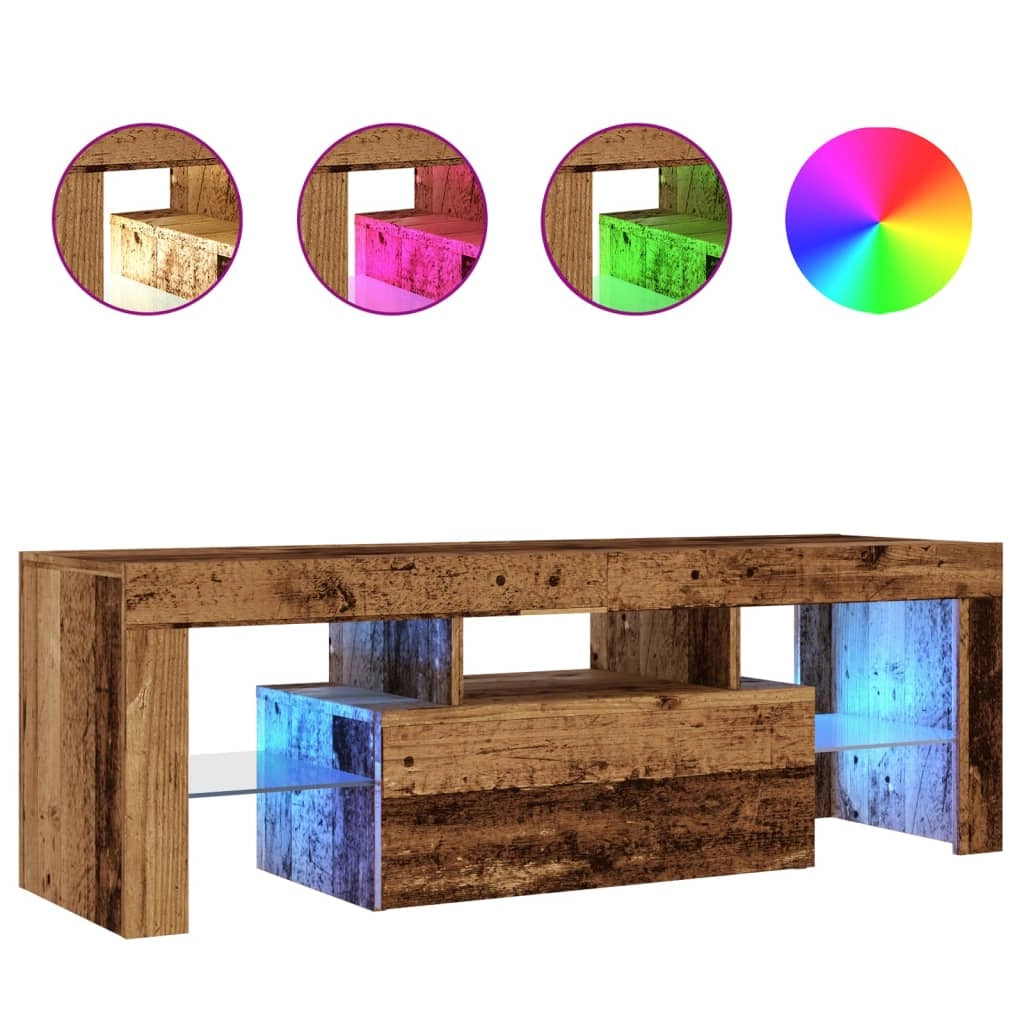 Mobile TV multimediale mensola per TV credenza per TV sala da pranzo soggiorno camera da letto con luci a LED legno invecchiato legno ingegnerizzato marrone 02_0026840