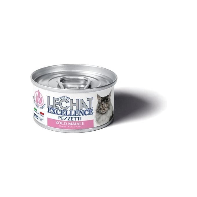 Monge LeChat Excellence Alimento Umido Gatti Adulti Pezzetti Solo Maiale Grain Free 24 Lattine da 80g
