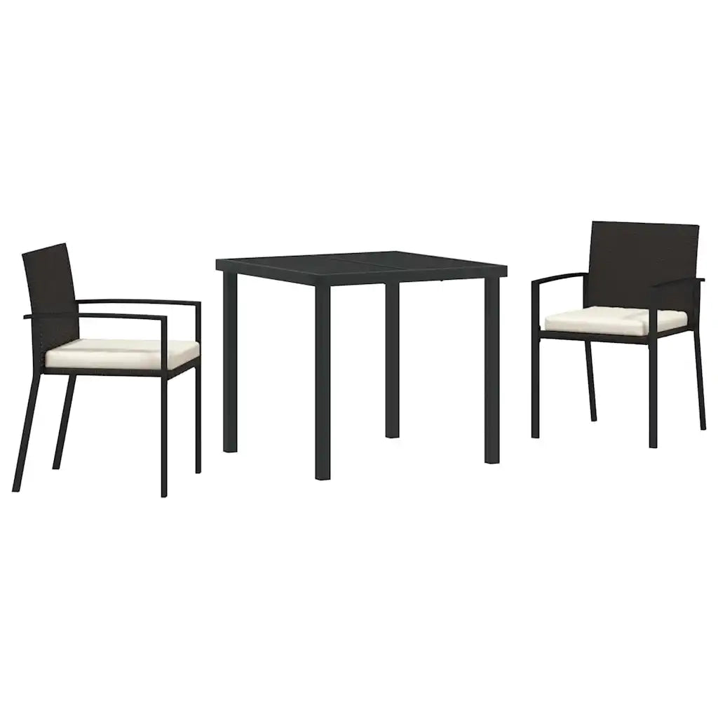 Set da Pranzo per Giardino 3 pcs Nero