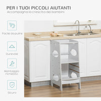 Torre Montessoriana per Bambini 3-6 Anni 40x50x90 cm con Altezza Regolabile in MDF Bianco