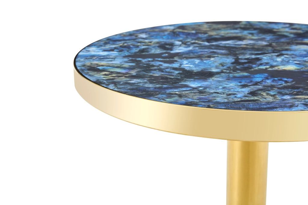 Tavolo da pranzo - rotondo moderno - effetto marmo - bordo oro - base nera/oro/argento - versatile