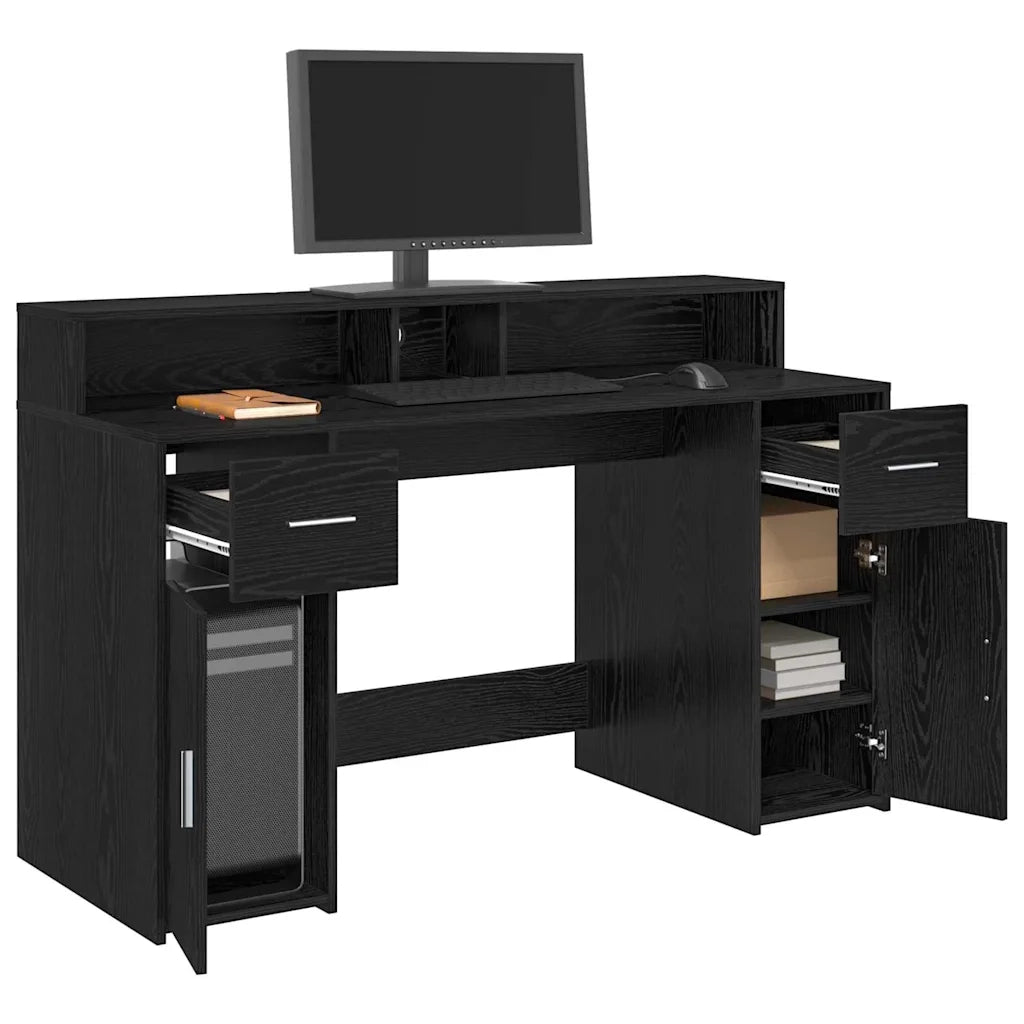 Scrivania | Tavolo da Ufficio Rovere nero 140 x 55 x 91 cm Legno multistrato