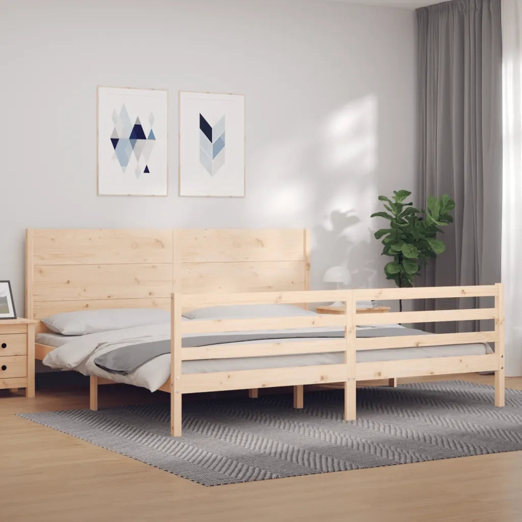Giroletto con Testiera-Struttura Letto con testiera 200x200 cm in Legno Massello 178765