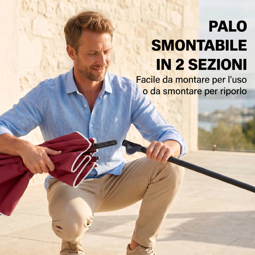 Ombrellone da Giardino Rettangolare ¨C zephmum ¨C 2x2.4 m Rosso e Nero
