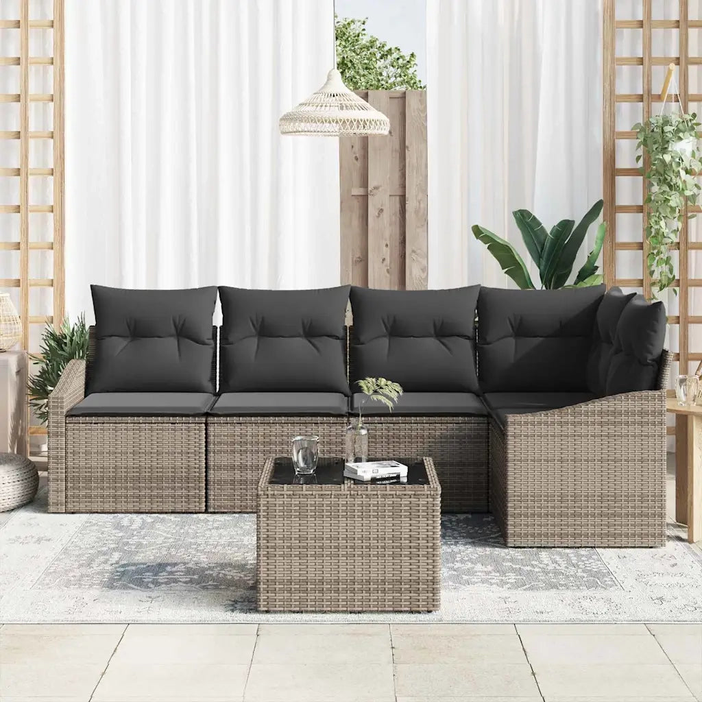 Set di divani con cuscino 6 pcs Grigio polyrattan 3346729